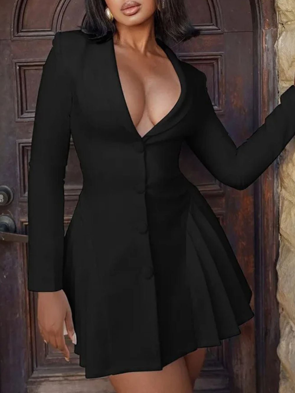 Valeria Single Breasted Mini Dress - Fashion Pov