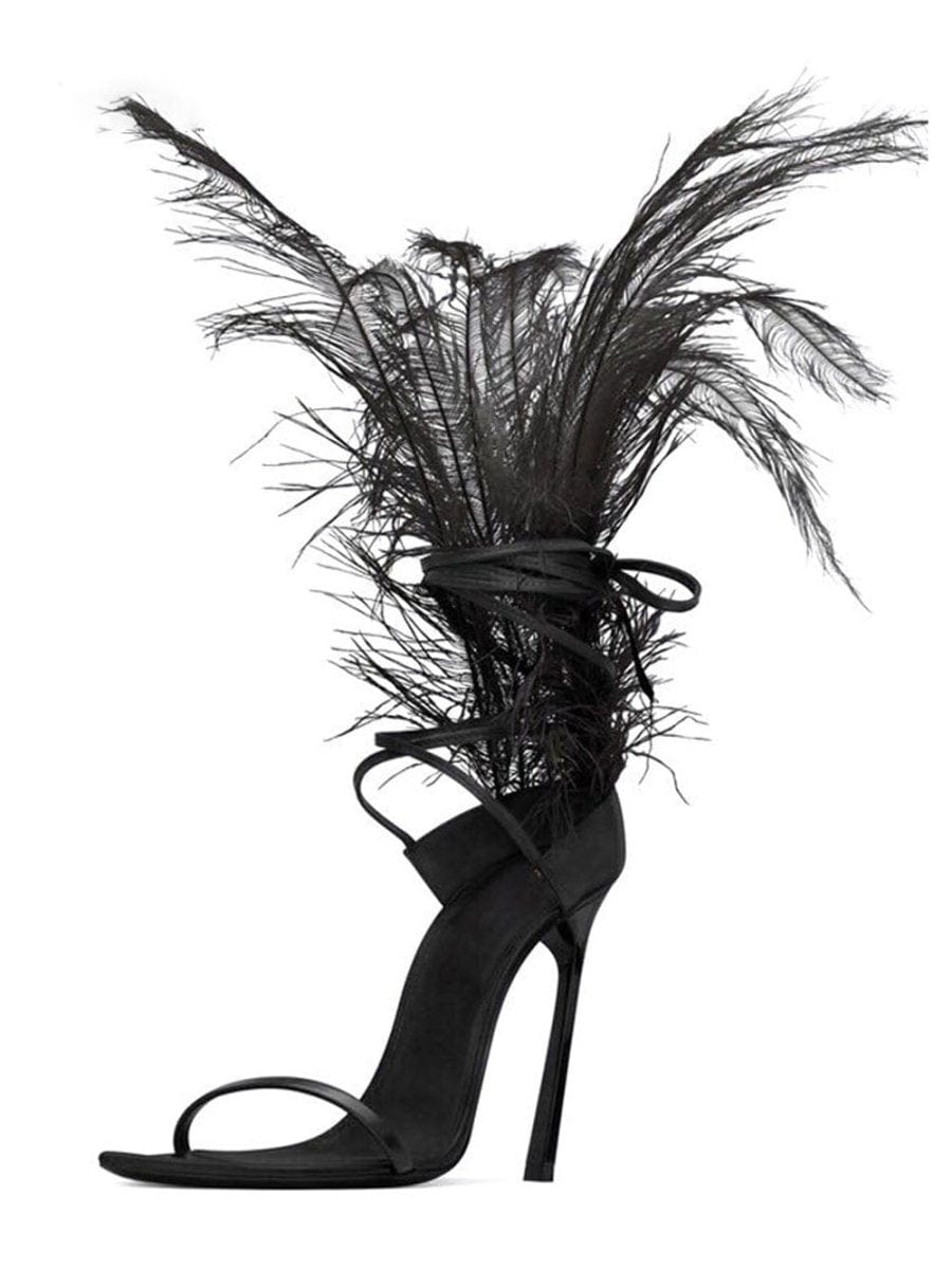 Bailey Feather Gladiator Thin Heel - Fashion Pov