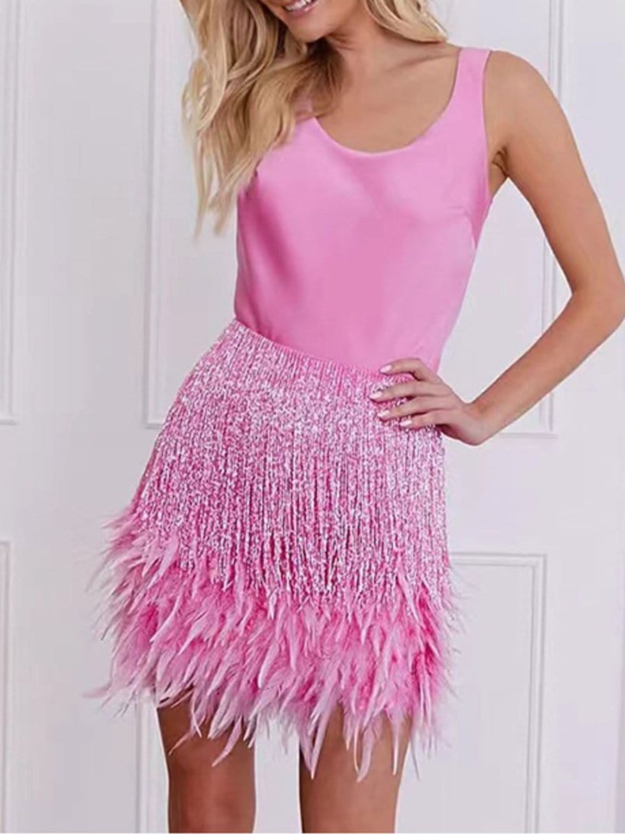Evie Feather Top & Feather Skirt Set - Fashion Pov