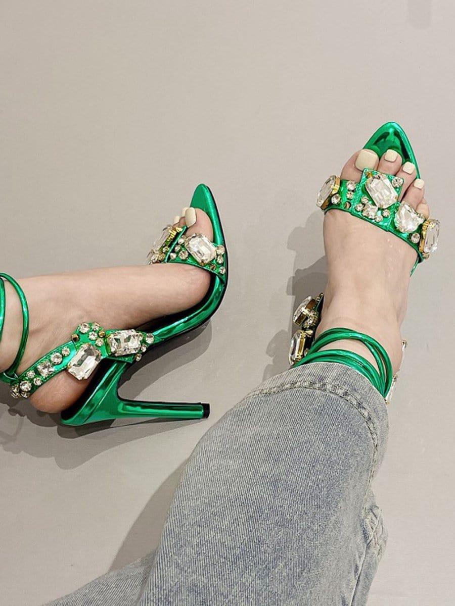 Harlow Ankle Rhinestone Toe Heel - Fashion Pov