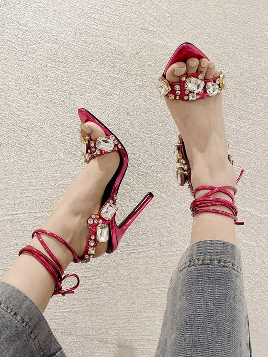 Harlow Ankle Rhinestone Toe Heel - Fashion Pov