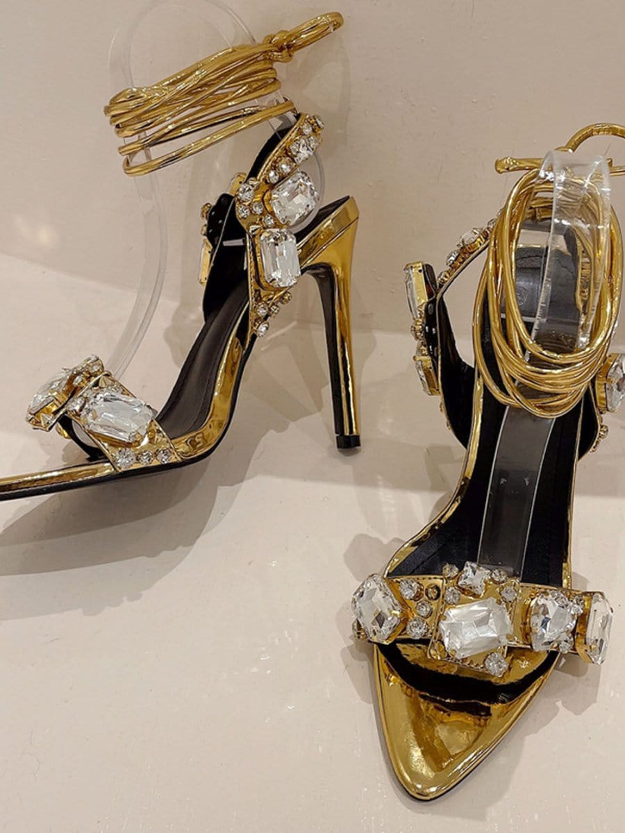 Harlow Ankle Rhinestone Toe Heel - Fashion Pov