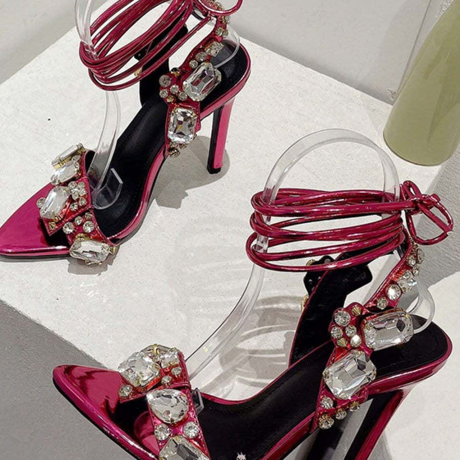 Harlow Ankle Rhinestone Toe Heel - Fashion Pov