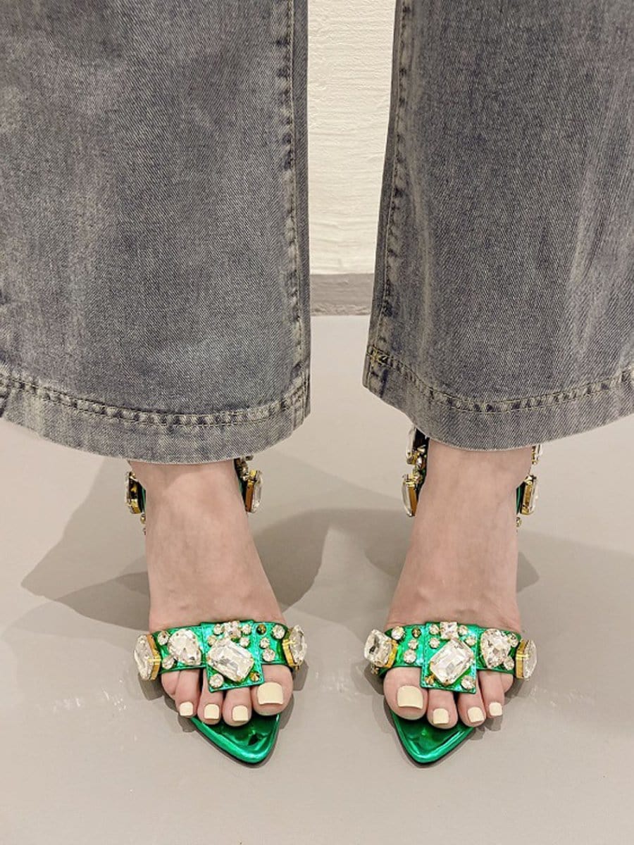 Harlow Ankle Rhinestone Toe Heel - Fashion Pov