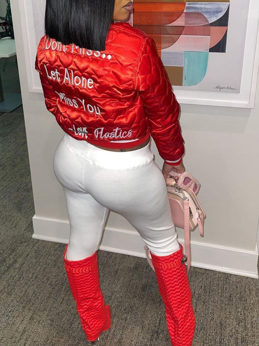 Jayden Letter Cotton Padded Jacket - Fashion Pov