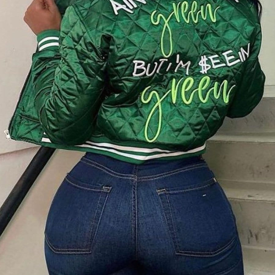 Jayden Letter Cotton Padded Jacket - Fashion Pov