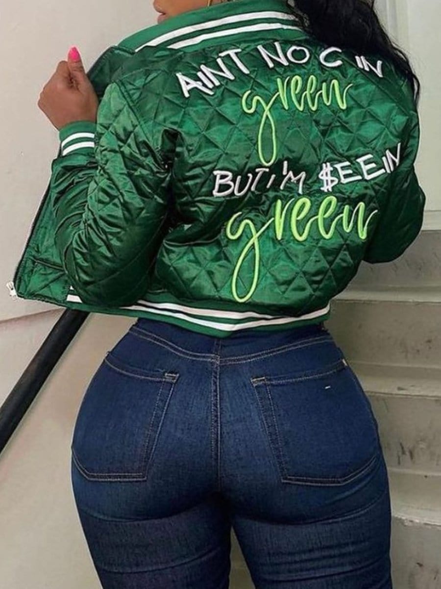 Jayden Letter Cotton Padded Jacket - Fashion Pov