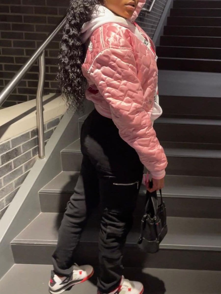 Jayden Letter Cotton Padded Jacket - Fashion Pov