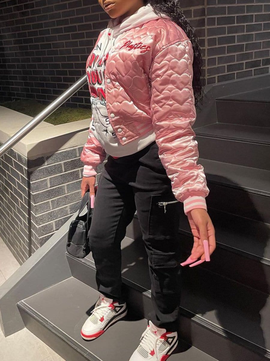 Jayden Letter Cotton Padded Jacket - Fashion Pov