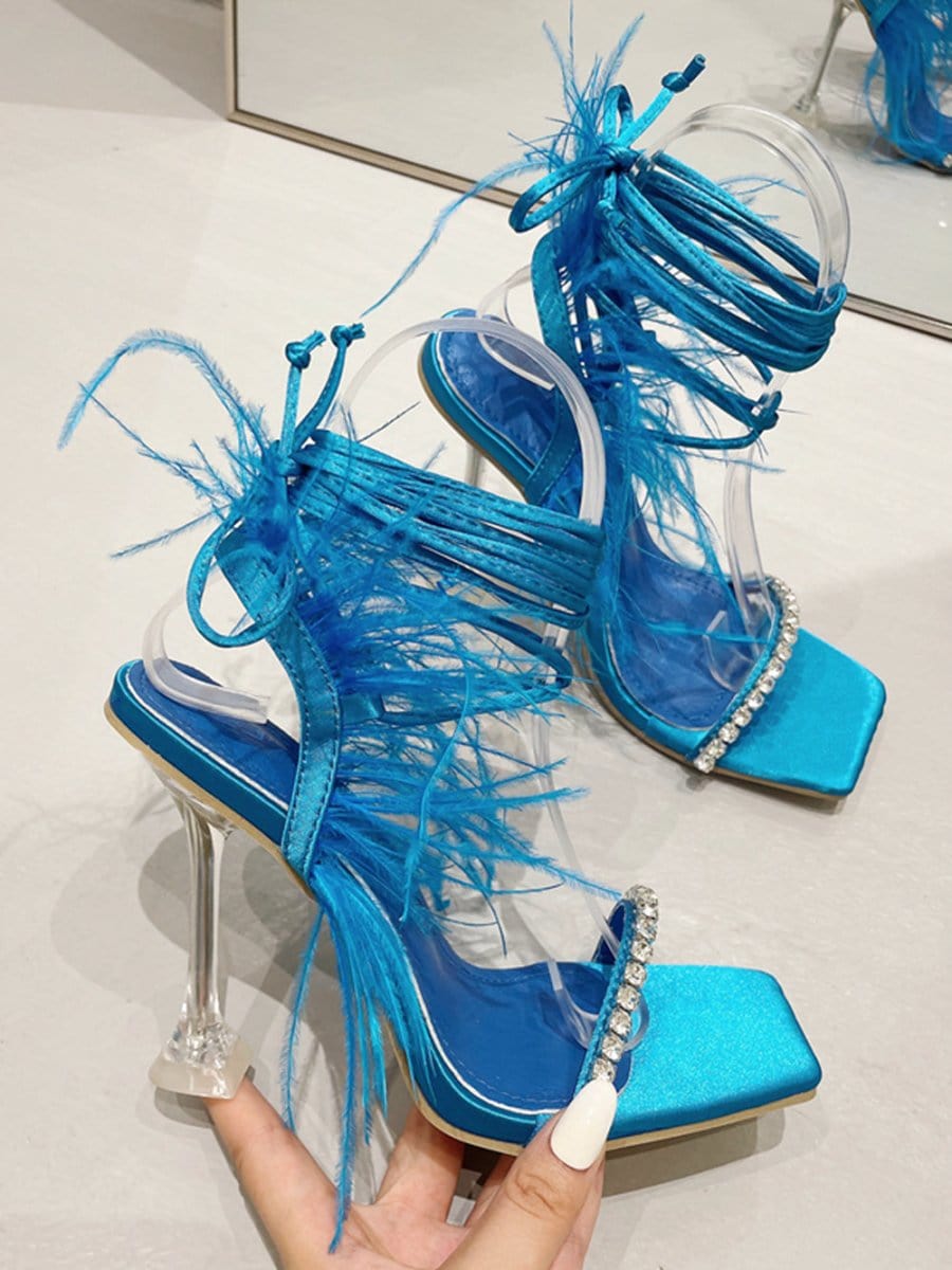 Kayla Rhinestone Feather Toe Heel - Fashion Pov