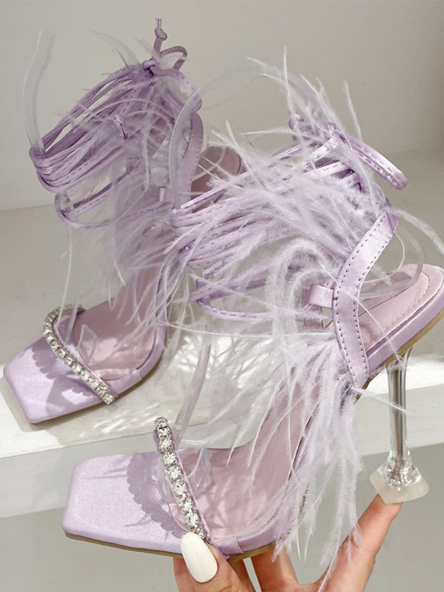 Kayla Rhinestone Feather Toe Heel - Fashion Pov