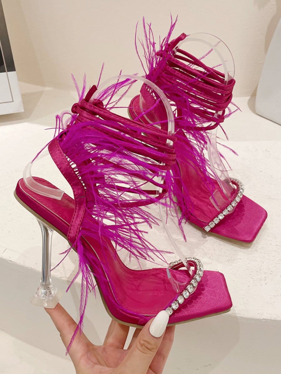 Kayla Rhinestone Feather Toe Heel - Fashion Pov