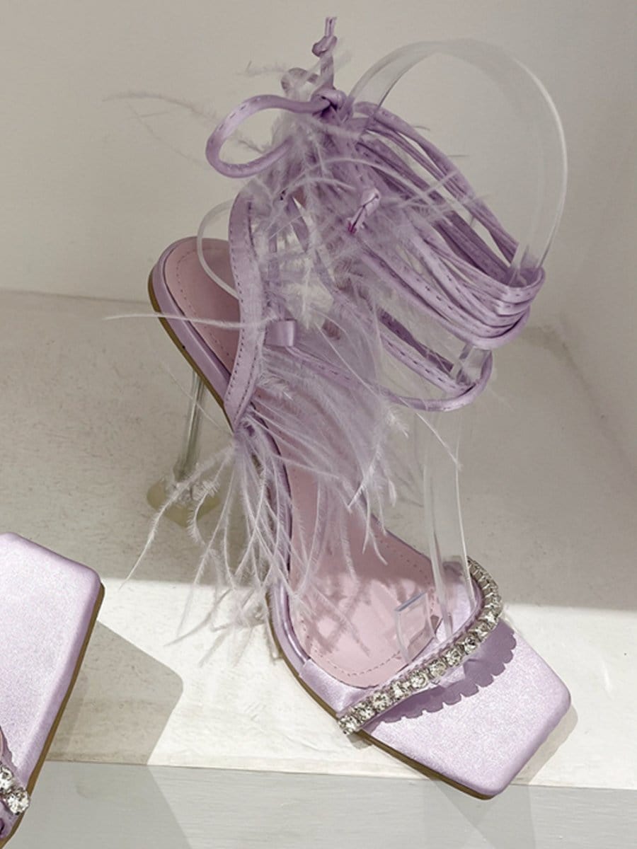 Kayla Rhinestone Feather Toe Heel - Fashion Pov