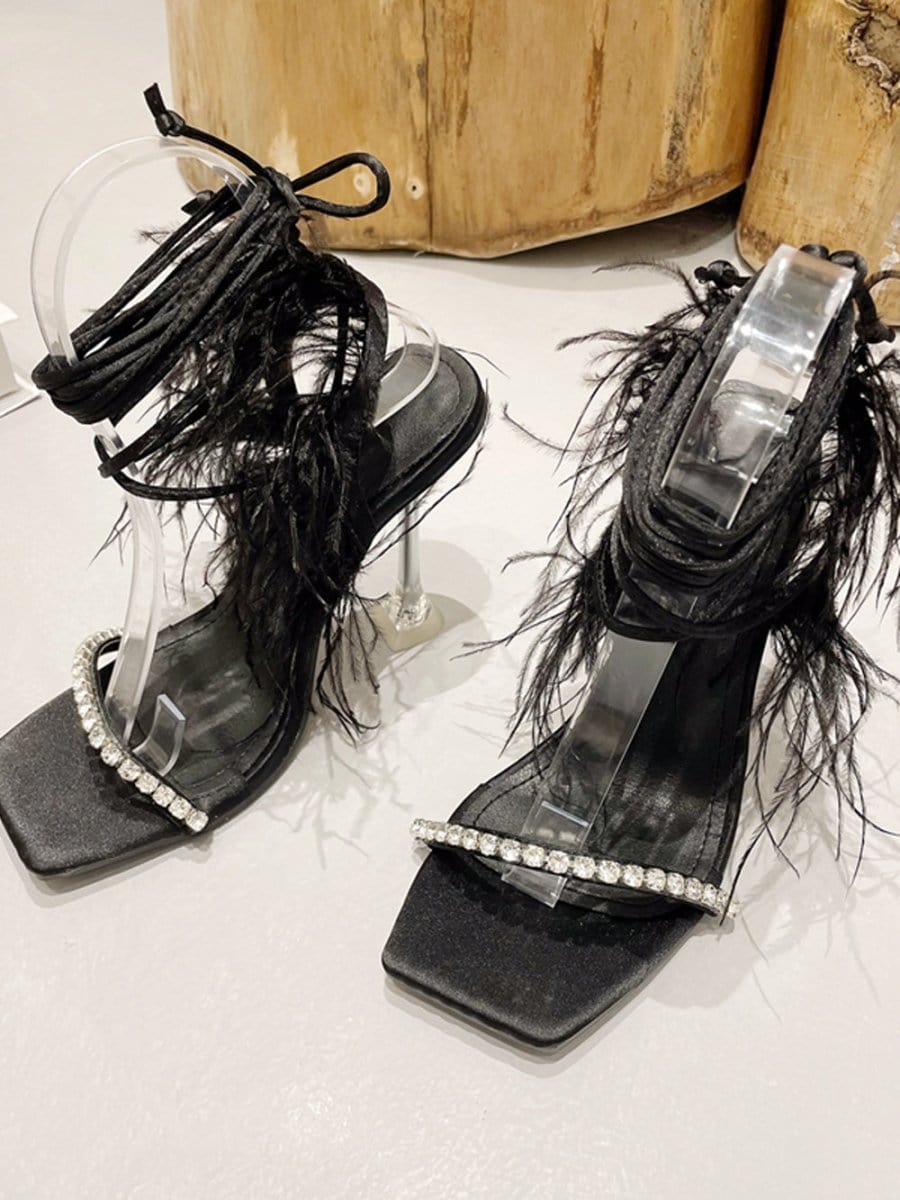 Kayla Rhinestone Feather Toe Heel - Fashion Pov