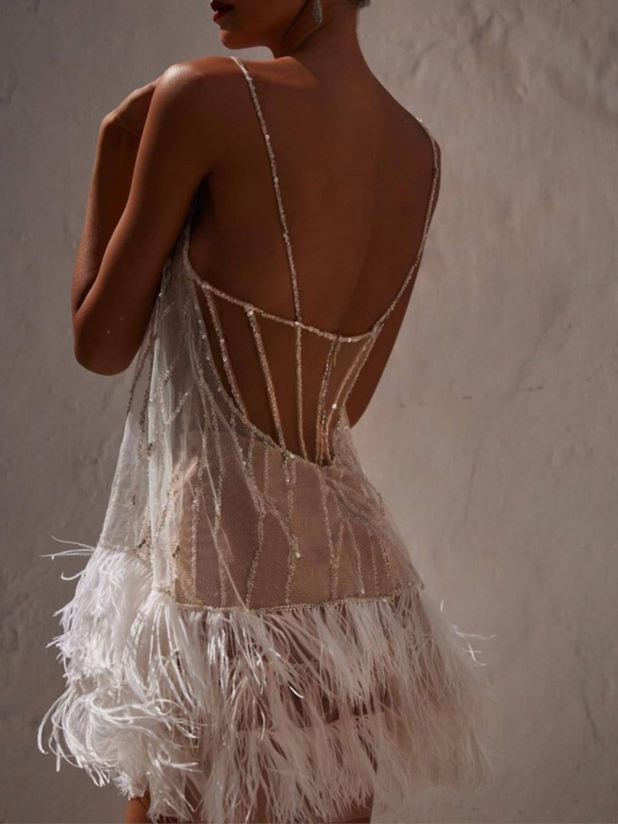 Marie Tassel Mesh Backless Mini Dress - Fashion Pov