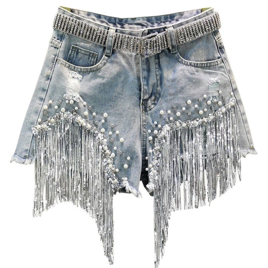Mya Short Tassel Denim Jeans - Fashion Pov