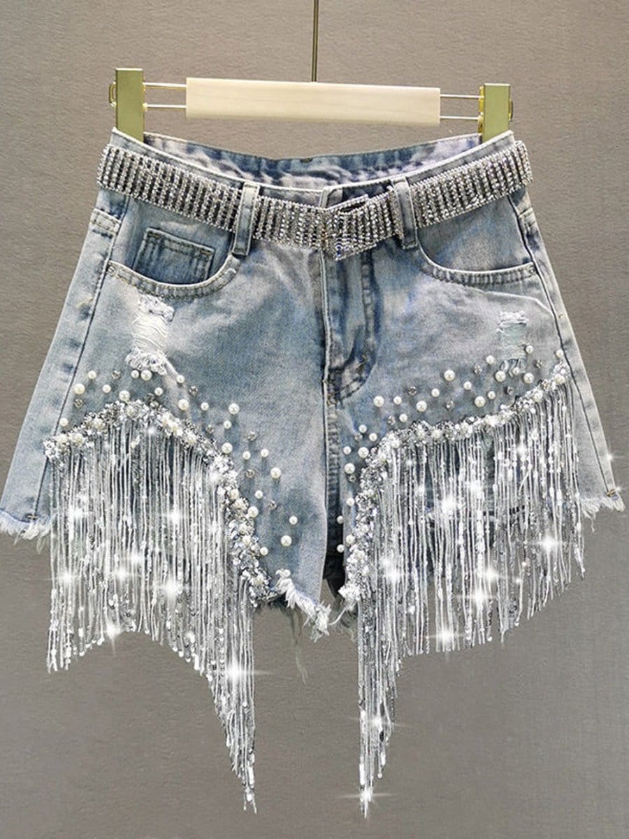 Mya Short Tassel Denim Jeans - Fashion Pov