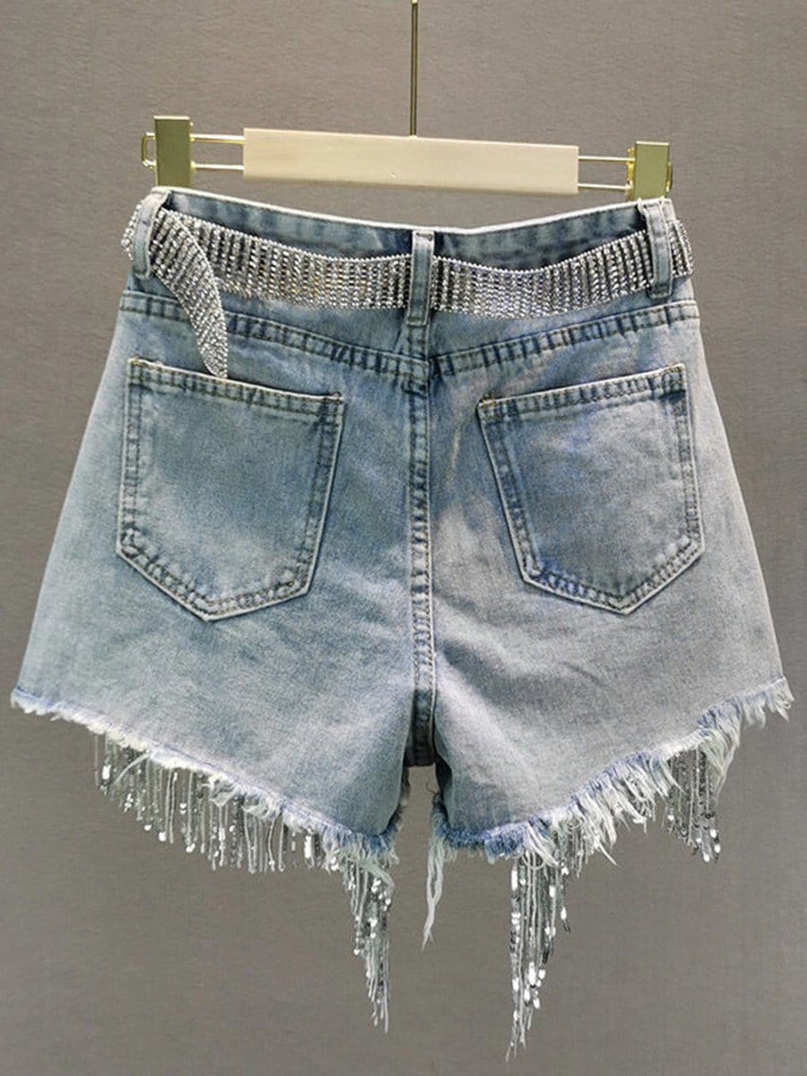 Mya Short Tassel Denim Jeans - Fashion Pov